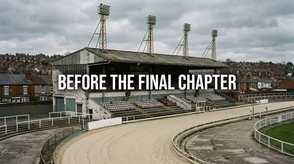 Historic Perry Barr greyhound stadium in Birmingham with the grandstand and track visible